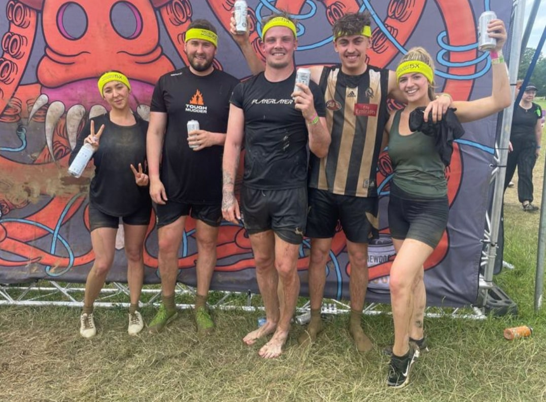 Tough mudder finish line picture.